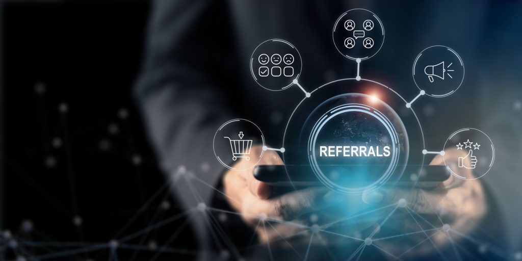 A concept shows sources of referrals, an importance strategy for how to find consulting clients.